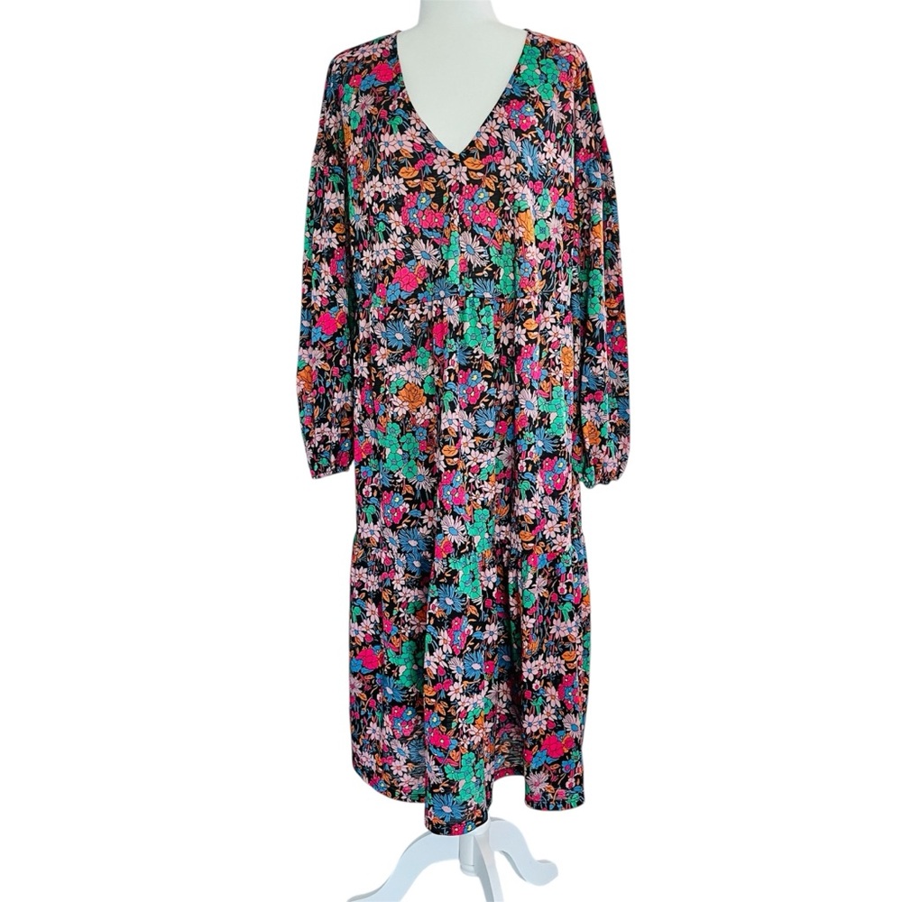 ASOS Boho Floral Tiered Long Sleeve Cottagecore Festival Maxi Dress‎ Sz 12